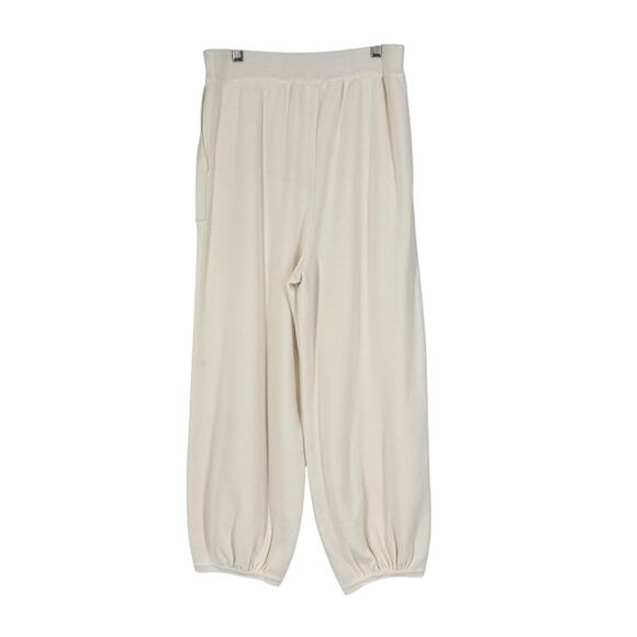 Knit Lantern Pants Sweater Cream Large Lagenlook Modern Lounge Stretch Cozycore - Picture 2 of 7